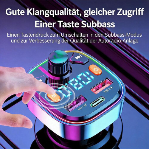 Πομπός FM Bluetooth αυτοκινήτου & Φορτιστής (12–24V) – Διπλό USB, Κλήσεις Hands-free & LED 2