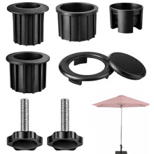 7-delige parasoladapterset – verloopringen voor een veilige bevestiging van de parasol.