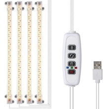 LED lampa na rostliny s plným spektrem (4 žárovky) – osvětlení pokojových rostlin s časovačem 3/9/12h