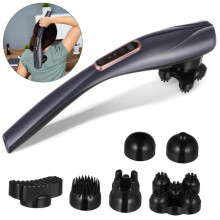 Akku Klopfmassagegerät für Nacken & Rücken – Handmassagegerät mit 6 Köpfen & LCD