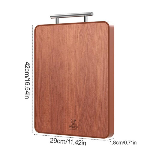 Διπλής όψης σανίδα κοπής 42x29cm – ξύλο & ανοξείδωτη σανίδα, αντιολισθητική & 1