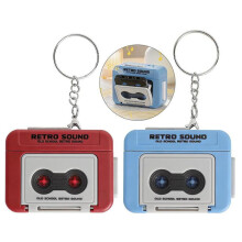 Conjunto de 2 Mini Gravadores de Cassete com Chaveiro – Reprodutor de Cassete Retrô de Áudio