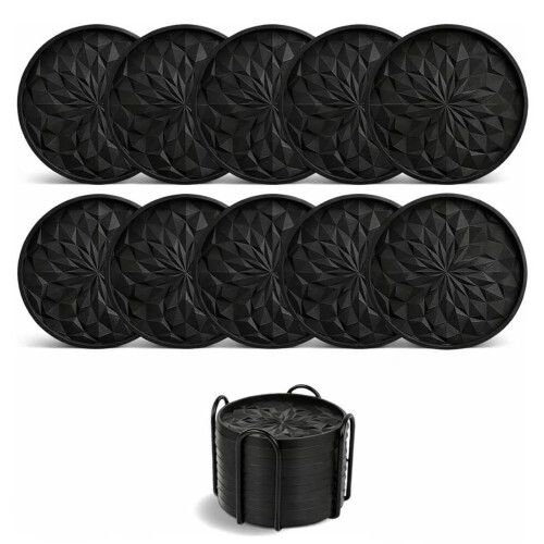 Set di 10 sottobicchieri in silicone con supporto – Sottobicchieri resistenti al calore