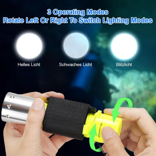 2-pack diving flashlight 1000 LM T6 LED – Waterproof underwater flashlight 1