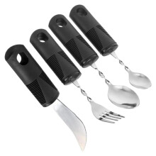 Ergonomisches 4-teiliges Senioren-Besteck – Biegsames Edelstahlbesteck Rutschfest