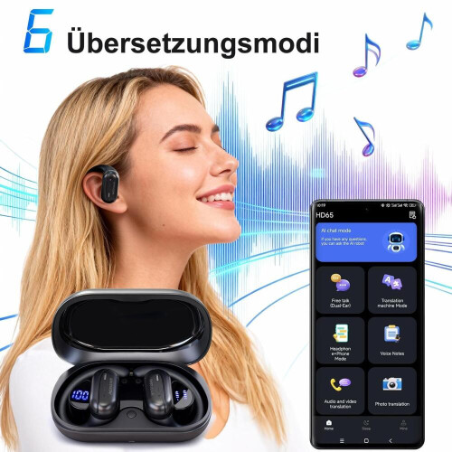 Ακουστικά AI Translator 164 Γλώσσες - Ακουστικά Bluetooth 5.4 με Θήκη Φόρτισης HiFi 2