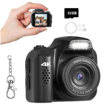 Mini kamera na klíčenku 4K včetně 32GB karty – retro digitální fotoaparát pro děti