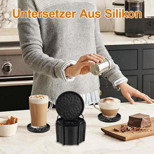 Set di 10 sottobicchieri in silicone con supporto – Sottobicchieri resistenti al calore 1
