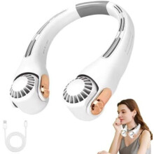 Tichý ventilátor na krk, otočný o 360 (3 rýchlosti) – Nabíjateľný ventilátor na krk cez USB