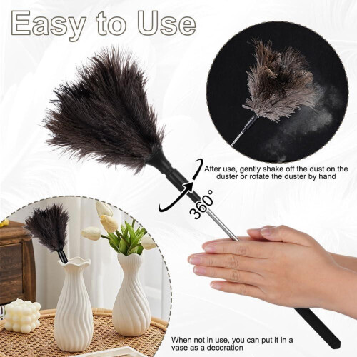Ostrich feather duster, extendable with telescopic handle – Washable feather duster 2