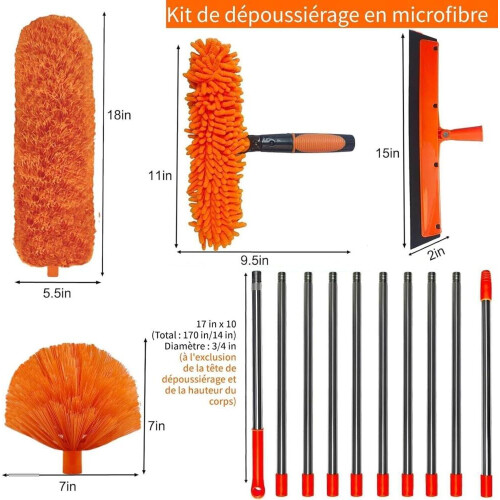 6M Telescopic Duster Set with Window Squeegee – Extendable Cobweb Brush 1