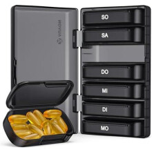 Tablettenbox 7 Tage mit Großen Fächern – Tragbare Pillendose für Nahrungsergänzung