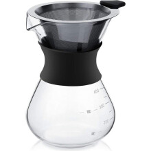 Pour Over-kaffemaskine 400 ml lavet af glas – Håndkaffefilter med permanent filter i rustfrit stål
