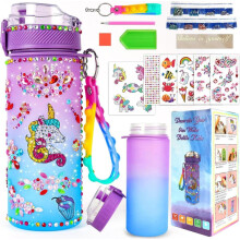 Zestaw do samodzielnego wykonania butelki na wodę w kształcie jednorożca dla dziewczynek w wieku 4-10 lat – Glittery Gift