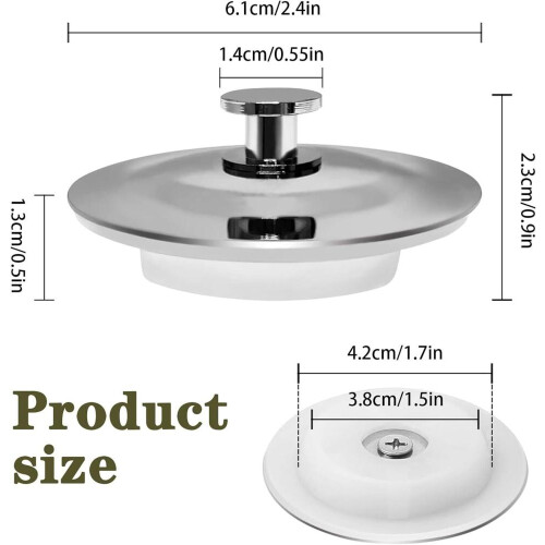 Universal avløpsplugg i rustfritt stål (42–44 mm) – vask- og badekarplugg 2