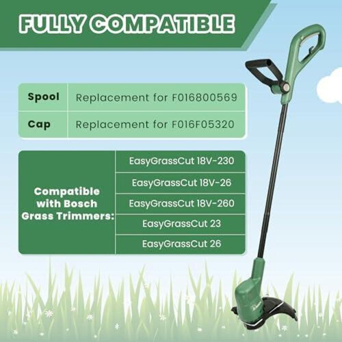 Trådspolesett for Bosch EasyGrassCut gresstrimmer – 6 spoler og 2 deksel 2