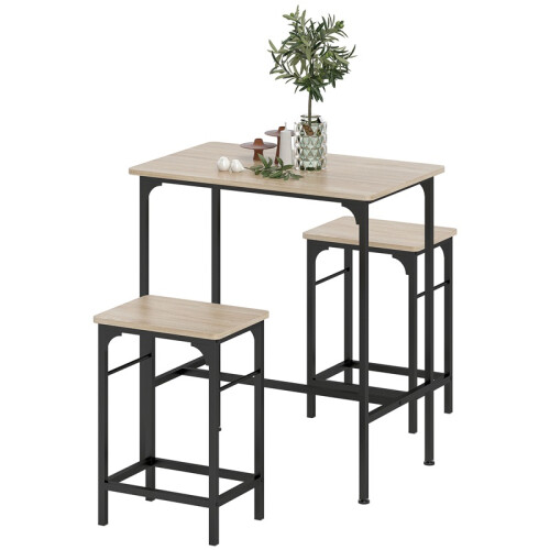 Bartafelset met 2 stoelen, naturel hout 1
