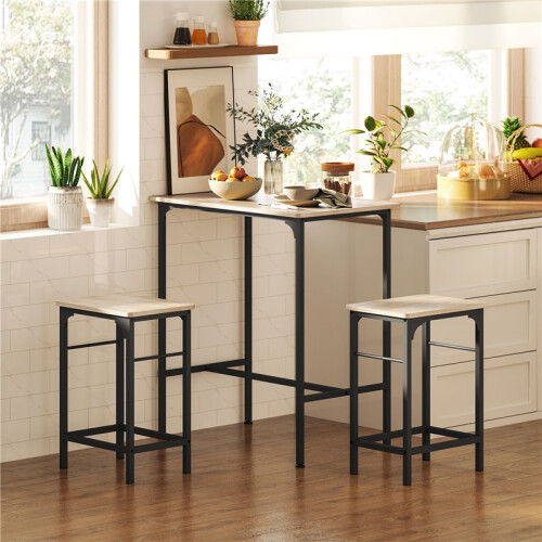 Bartafelset met 2 stoelen, naturel hout 2