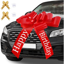 Große Geschenkschleife 76x80cm für Auto (30") – Riesige Rote Autoschleife mit Saugnapf