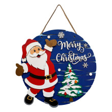 Décoration de porte d'entrée « Joyeux Noël » avec le Père Noël, style ferme, pour porche ou maison. Décoration de porte avec baies de