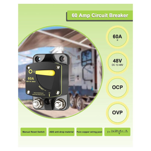 Ασφάλεια κυκλώματος DC12V-48V 60Amp με διακόπτη χειροκίνητης επαναφοράς 1