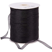 rollo de cinta de organza brillante de 1/4" y 500 yardas/rollo, color negro, ideal para decoración festiva del hogar y otras manualidades.