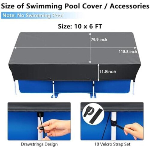 Cubierta rectangular para piscina (300x200 cm) – Cubierta antipolvo para piscinas con estructura de madera. 1
