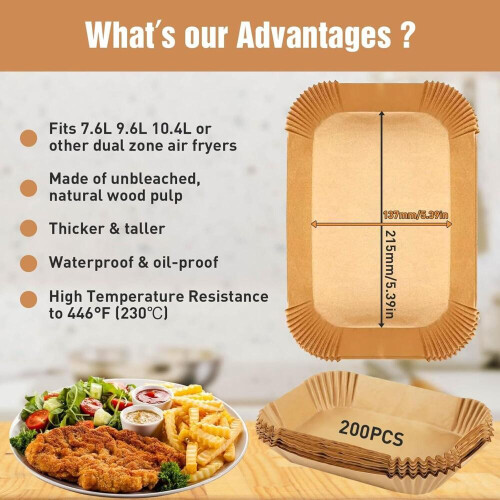 200 φύλλα χαρτιού ψησίματος για τη φριτέζα Ninja Dual Zone Air Fryer – Χαρτί φριτέζας θ 1
