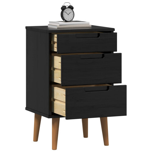 VidaXL vidaXL Bedside Cabinet Black 40 x 35 x 65 cm Solid Pine Wood 2