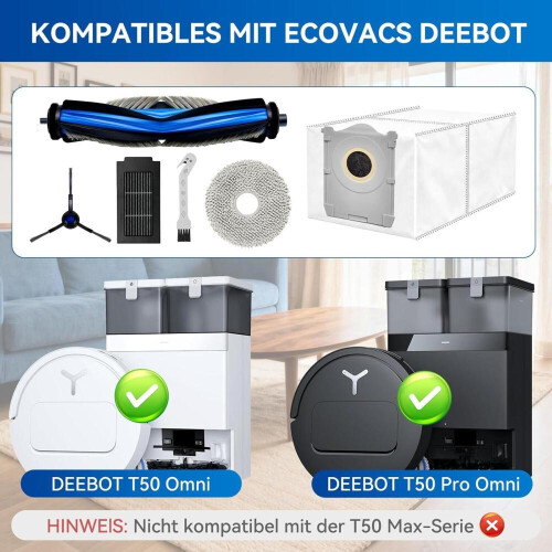 Σετ αξεσουάρ για ECOVACS DEEBOT T50 Omni / PRO Gen2 – σακούλες, τακάκια υαλοκαθαριστήρ 1