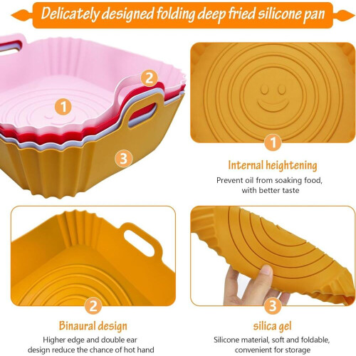 4er-Set Silikonformen für Heißluftfritteuse (22cm) – Wiederverwendbare Backform Körbe 2