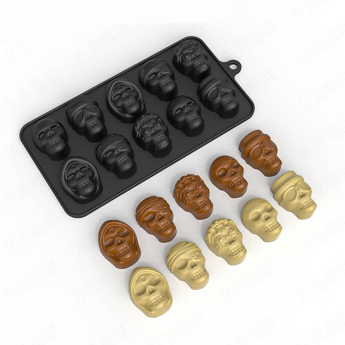 3D Καλούπι Σιλικόνης με Κρανίο για Κέικ, Cupcake, Σοκολάτα, Καραμέλες, Πουτίγκα, Ζελέ, 1