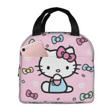 Hello Kitty ebéddobozos hőszigetelt ebédtáska nőknek vagy férfiaknak, újrafelhasználható hűtőtáskák munkahelyi piknikhez, kültéri