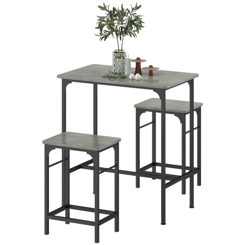 Bartafelset met 2 stoelen grijs 1