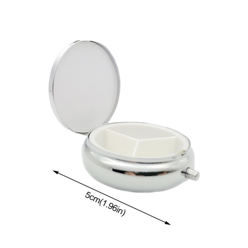 WinysinBox Travel Three-Grid Box Round Metal P^ill Box P^ill Sub-Packing Box Storage Convenient Home Textile Storage 2