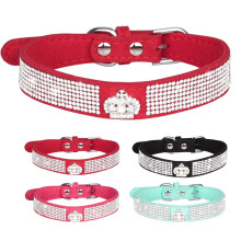 Hundehalsbånd med diamanter og strasskrone til små, mellomstore og store hunder