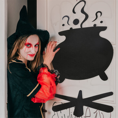 Αυτοκόλλητο πόρτας με πρόσωπο για το Halloween, αφαιρούμενο αυτοκόλλητο παραθύρου 2