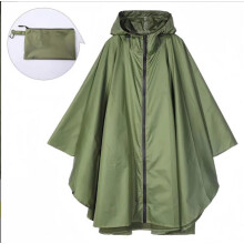 Wasserdichter Wanderregenponcho mit Kapuze, leichter Regenmantel für Outdoor-Camping DarkGreen