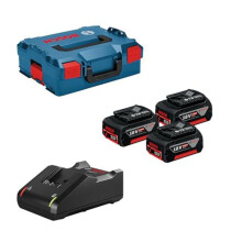 Batterijen en oplader - Bosch - GBA 18V 5.0Ah - 3 batterijen - Snellader GAL 18V-40 - L-BOXX behuizing