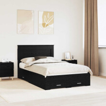 vidaXL Bed Frame with Headboard Black Oak 120 x 190 cm Engineered Wood