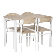 5 Piece Dining Set MDF Wood Grain Table and 4 Chairs Grey