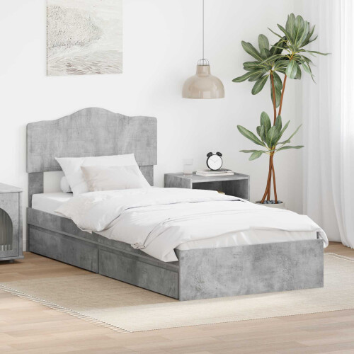 VidaXL vidaXL Storage Bed Concrete Grey 90 x 190 cm Engineered Wood