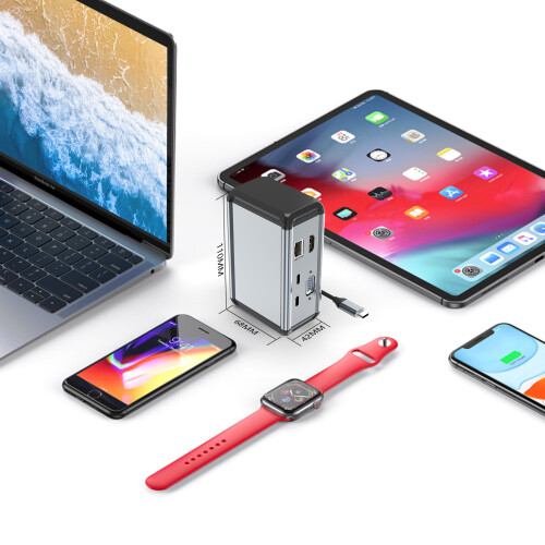 12-i-1 USB-C Hub Adapter med HDMI, VGA, Ethernet og mere 2