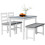 4 Piece Dining Set with Table Bench and 2 Chairs Grey White 1