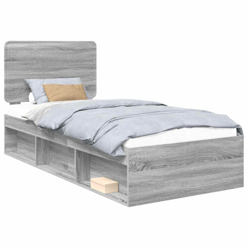 VidaXL vidaXL Bed Frame Grey Sonoma 75 x 190 cm Solid Pine Wood 2