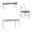 4 Piece Dining Set with Table Bench and 2 Chairs Grey White 5