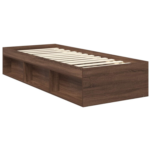VidaXL vidaXL Bed Frame with Headboard Brown Oak 75 x 190 cm Solid Pine Wood 2