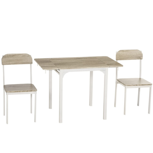 2 Piece Folding Dining Set with Table and 2 Chairs White 1