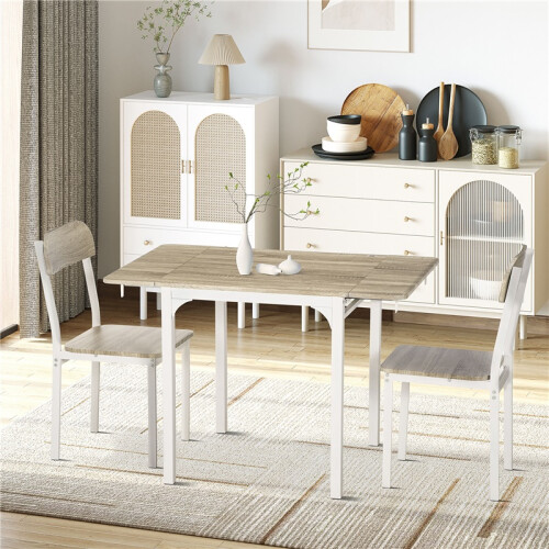 2 Piece Folding Dining Set with Table and 2 Chairs White 2