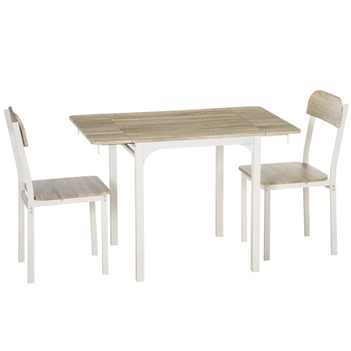 2 Piece Folding Dining Set with Table and 2 Chairs White